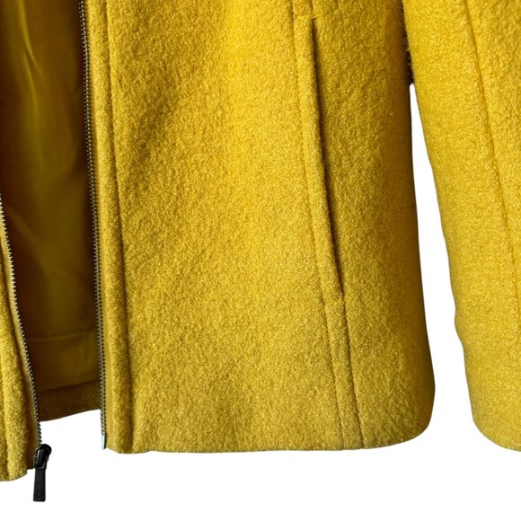 Lands" End Sz 4 Tall Coat Yellow Boiled Wool Blend Lined Zip Minimal Preppy - Picture 4 of 15